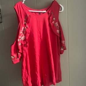 Pink with floral stitching